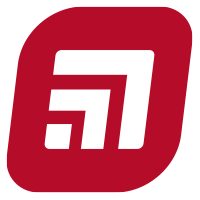 Roter schräggestellter Icon für objectiF RPM - Software für Requirements Engineering und Management - Roter Shape mit abgerundeten Ecken und einer Innenform, die aus drei weißen stilisierten Pfeilen zusammengesetzt ist, die nach rechts oben größer werden