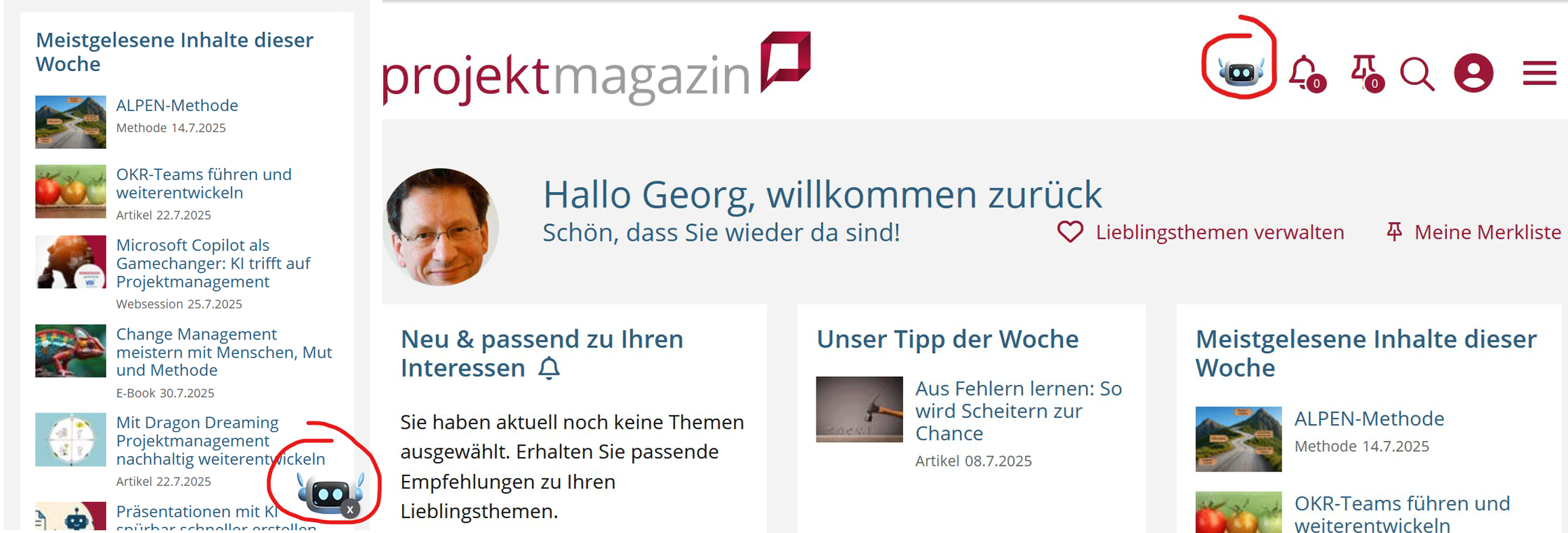 Zwei Screenshots zeigen das Symbol für den KI-Chatbot Prompta.