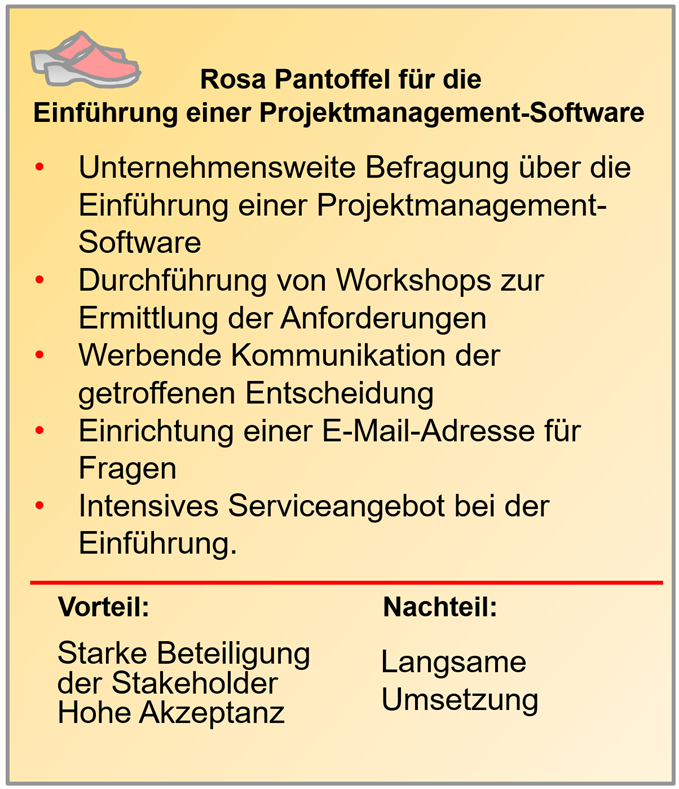 Beispielplakat für die Vorgehensweise mit dem rosa Pantoffel