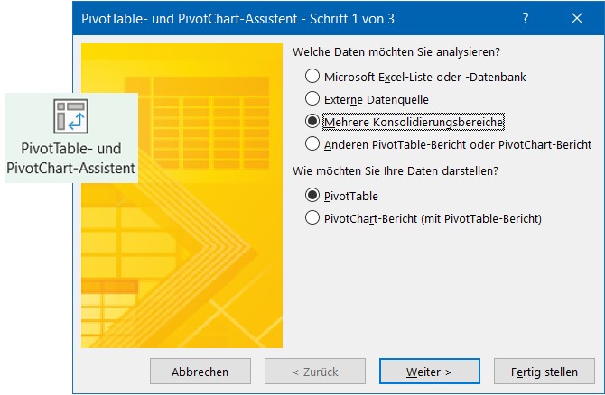 In manchen Fällen wird er noch gebraucht und leistet dann nützliche Dienste – der alte Pivot-Assistent
