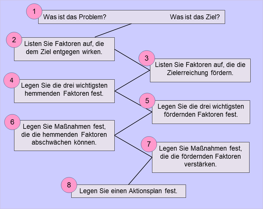 Schematische Darstellung der Kraftfeldanalyse