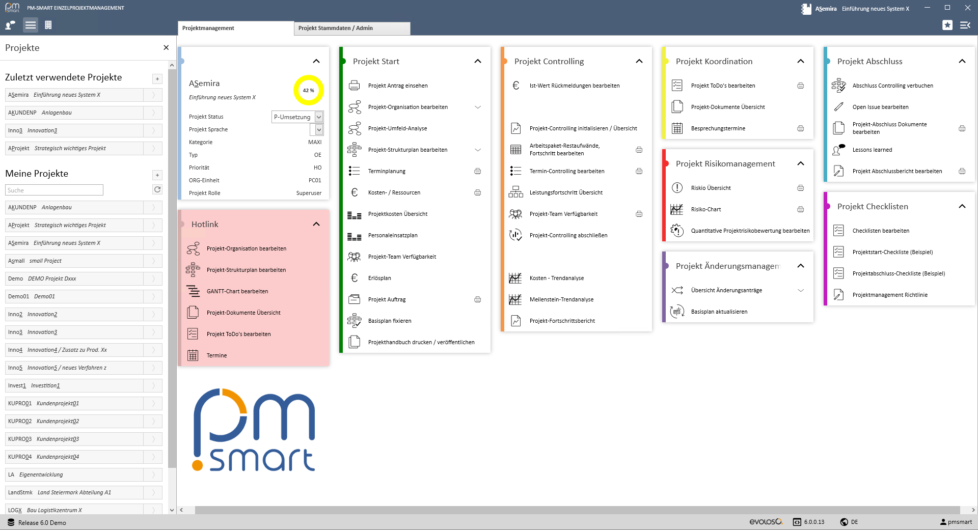 Einzelprojekt-Dashboard