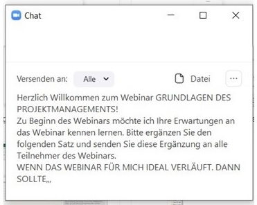 Beispiel für eine Erwartungsabfrage im Chat