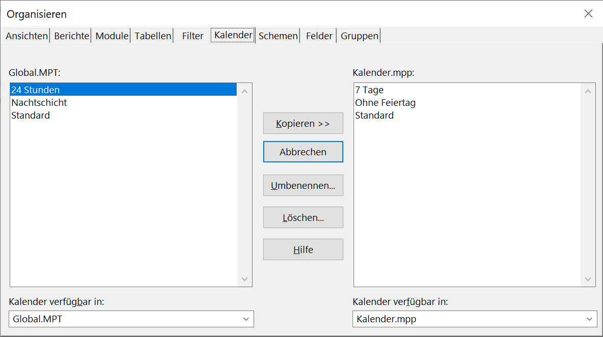 MS Project - mit Kalendern planen