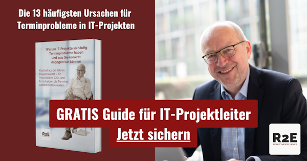 Download Gratis-Guide "Die 13 häufigsten Ursachen für Terminprobleme in IT-Projekten"