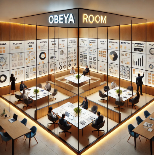 Bild 1: Das KI-generierte Bild eines Obeya-Raums 