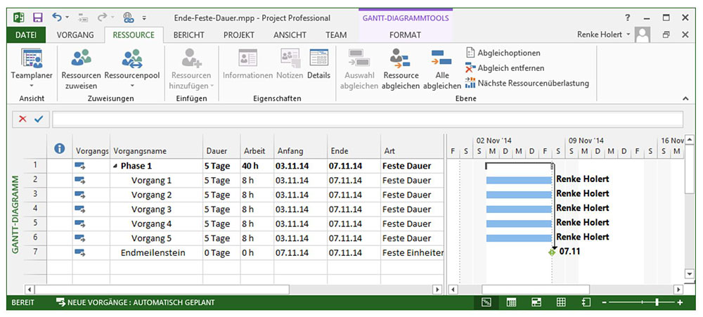 "Stichtag" versus "Ende" – Vorgänge in Microsoft Project einfacher planen