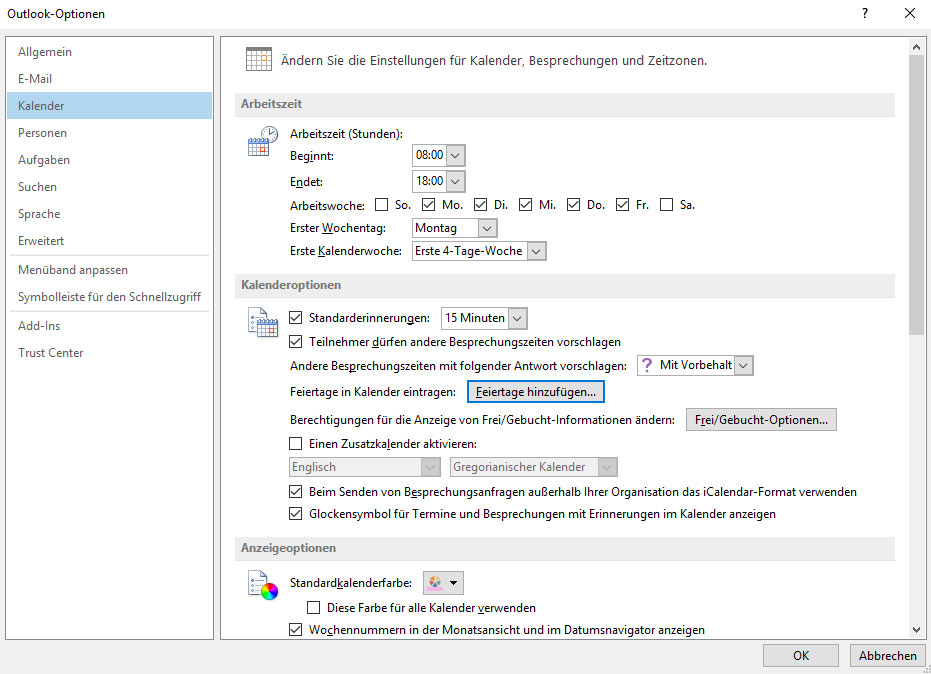 Feiertage Im Microsoft Outlook Kalender Anzeigen So Geht S