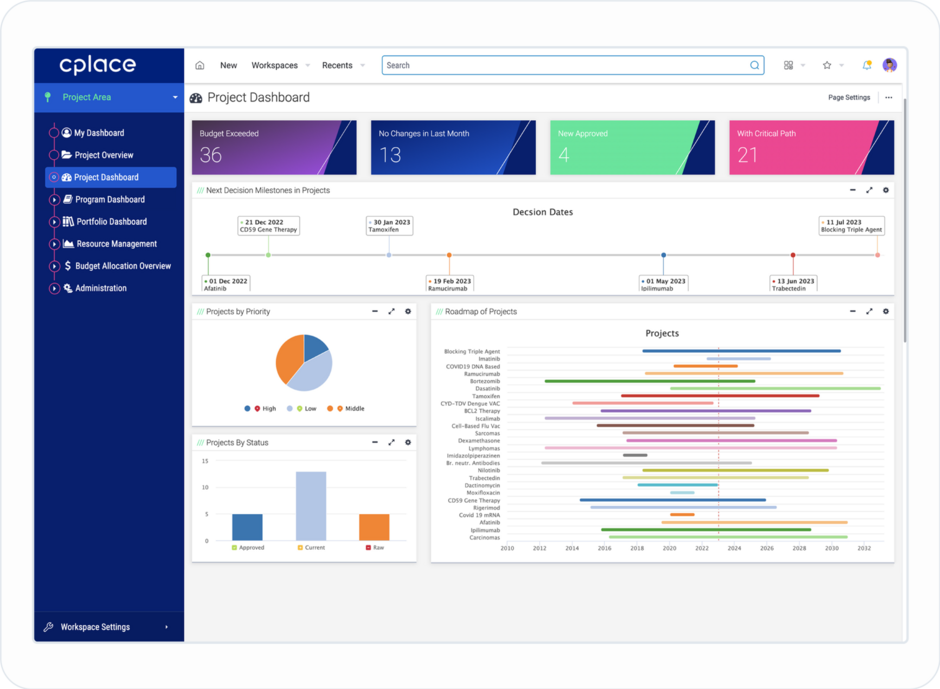 cplace Plattform Dashboard