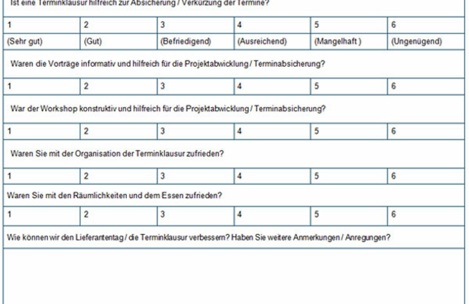 Fragebogen Veranstaltungsbewertung