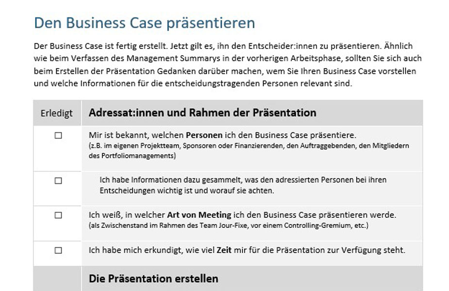 Tool Business Case | Checkliste Word & PDF