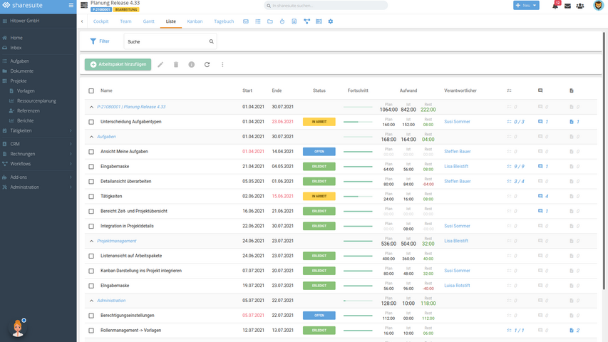 Listendarstellung PSP