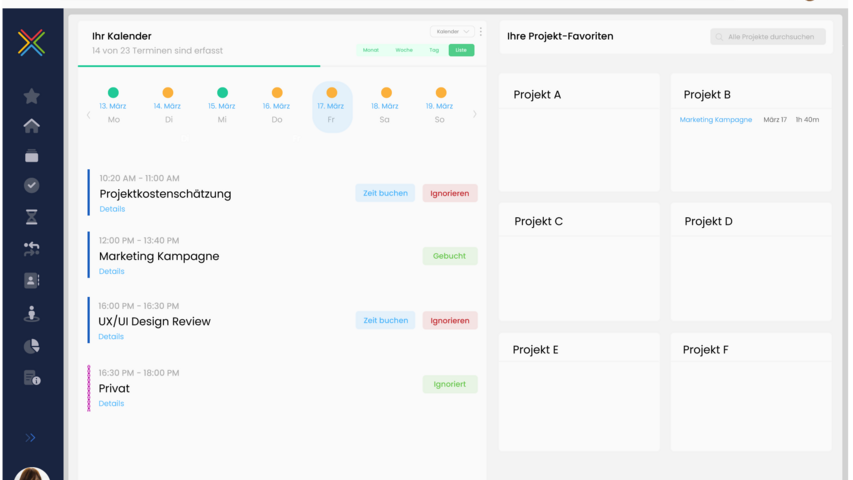 InLoox - Outlook-Kalender Integration im Web für Zeiterfassung