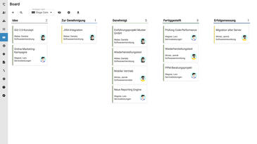 Visualisieren Sie im Kanban-Stil, wo Ihre Initiativen im Entscheidungsprozess stehen.