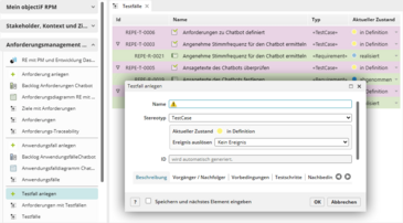 Testmanagement mit Revisionssicherheit von den Anforderungen bis zu den Testfällen in objectiF RPM