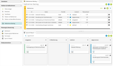 Risikomanagement in objectiF RPM mit Kanban-Board für Risiken und Maßnahmen