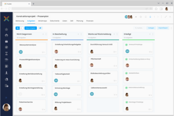 InLoox - Projektaufgaben im Kanban mit Wechsel in die Listenansicht