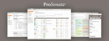 ProSonata Softwareansicht der Projektübersicht, Rechnungen und Aufgaben