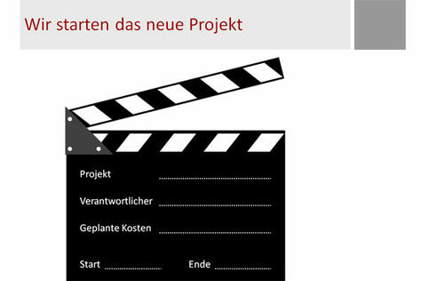 Projektstart mit Filmklappe darstellen
