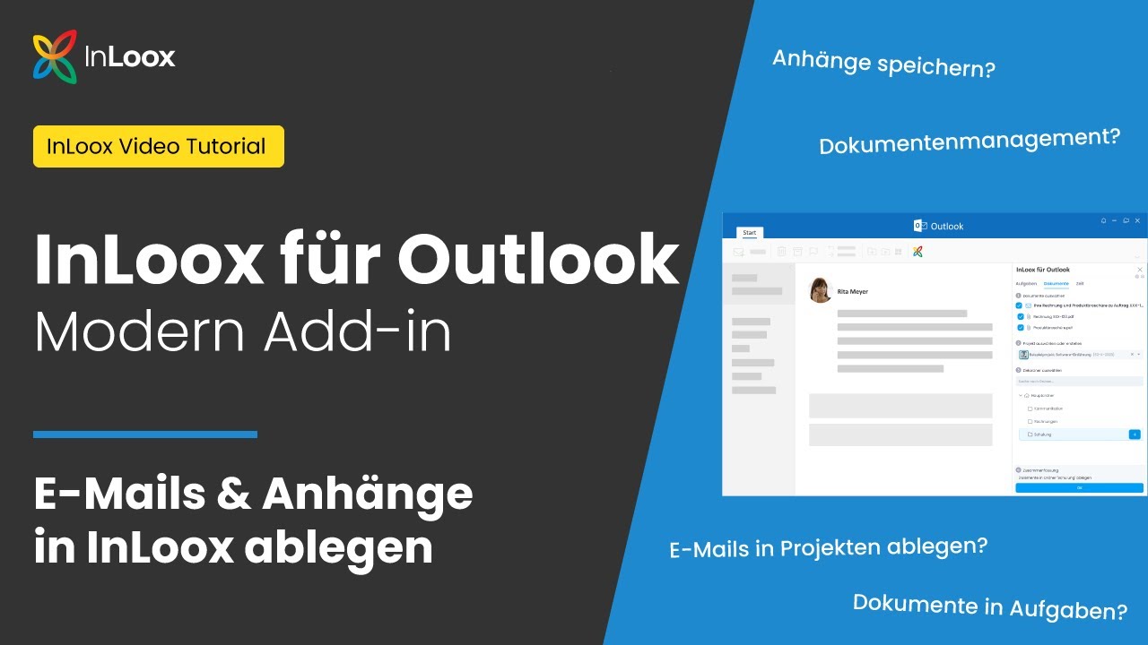 Preview image for the video "InLoox für Outlook - Dokumente, E-Mails &amp; Anhänge in InLoox ablegen".